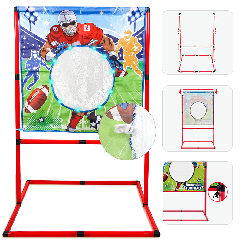 Niños con iluminación rack de rugby lanzar pelota práctica puntuación juego blanco de tela juguete deportivo interior y exterior