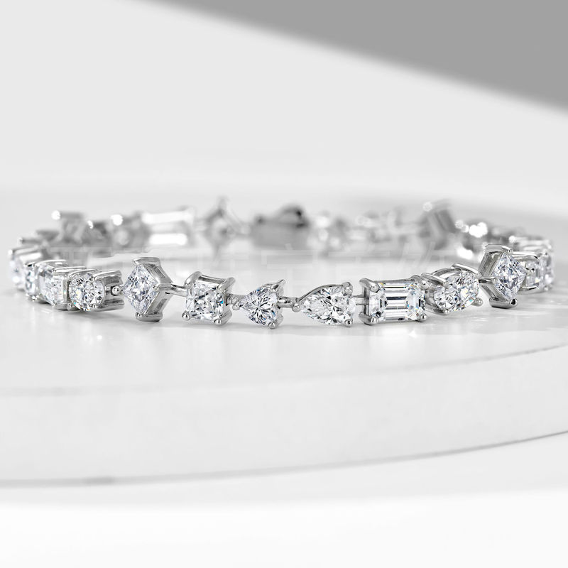 925 silver bracelet with irregular-shaped diamonds for women, European and American light luxury style, versatile for daily wear, full of diamonds, wholesale