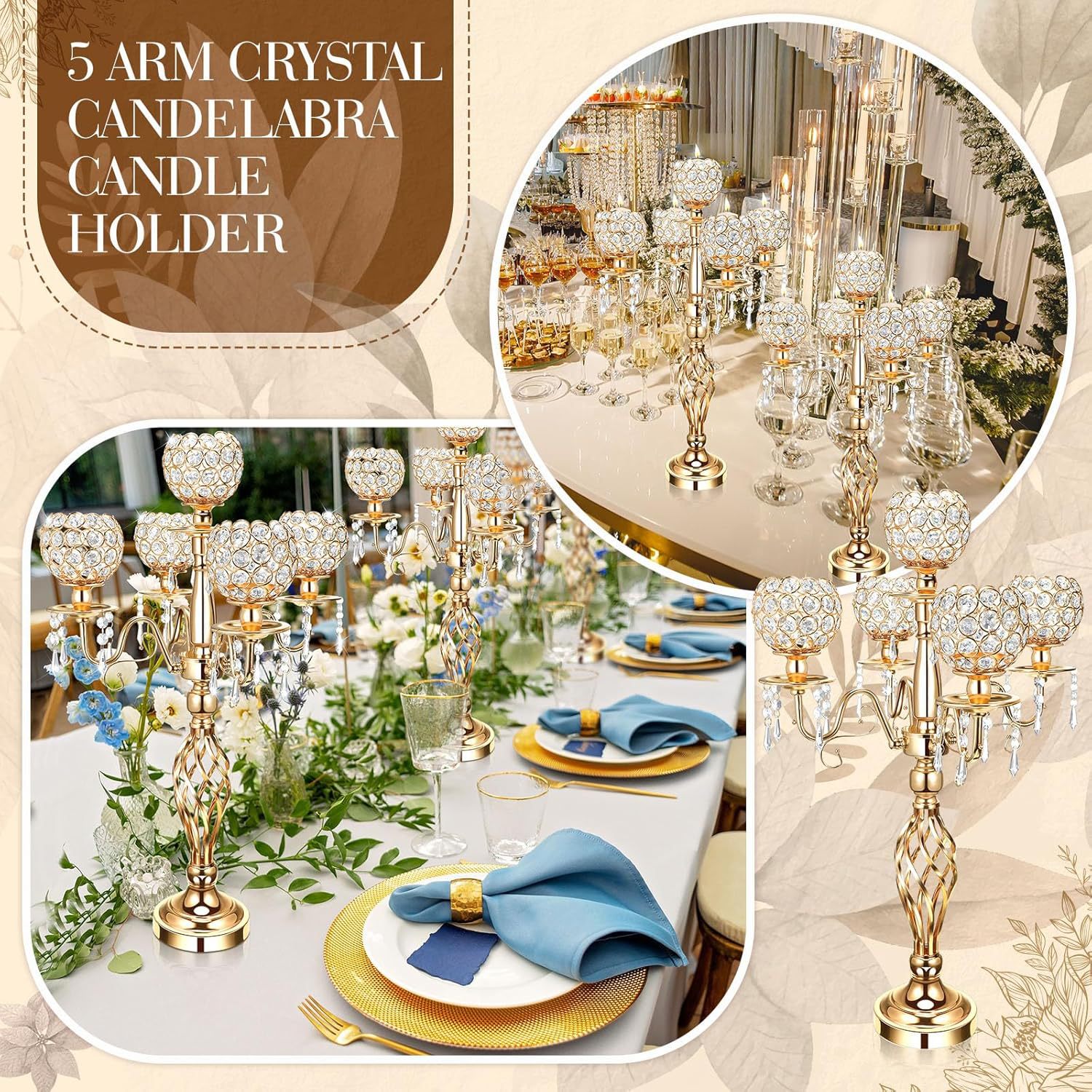 Candelaria de hierro forjado, props de boda, candelabro de metal, estantes de flores, adornos de boda, mesa de comedor, candelabro de cinco cabezas, adornos de artesanía