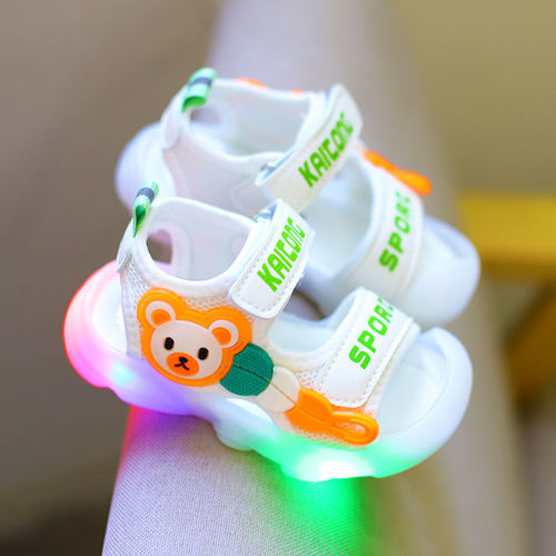 Baby Girl Sandals 0-3-5.5 Years Old 2 Girls Children Glowing Soft Sole Princess Shoes with Flash Lights Breathable First Walking Shoes