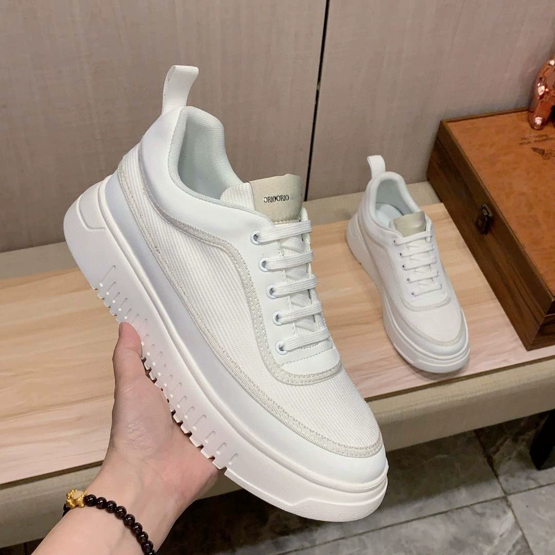 Мужские спортивные повседневные туфли European Station 2025 из натуральной кожи на толстой подошве, дышащая сетка, лоскутная мода, универсальная трендовая мужская обувь.