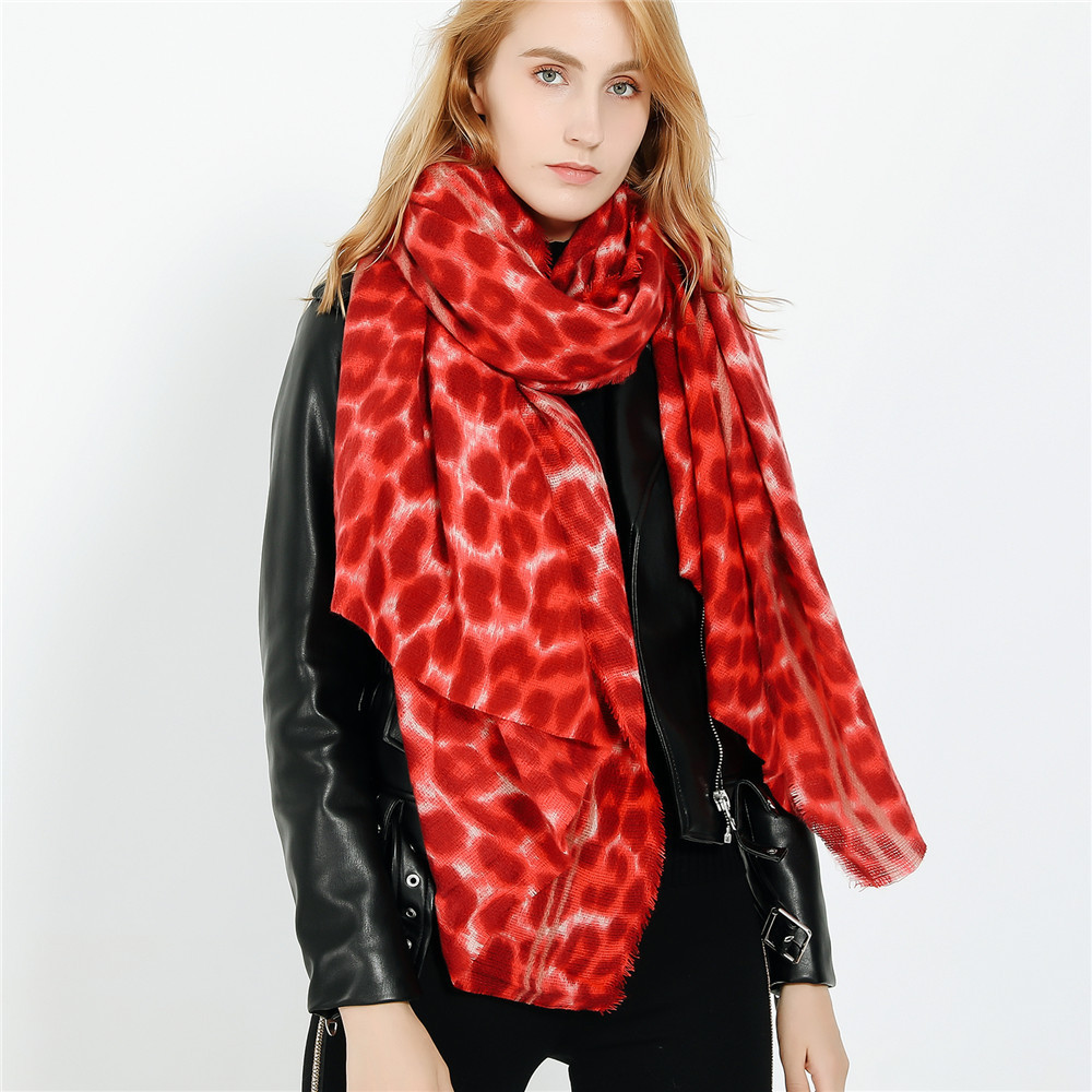 Leopard Print Scarf Red