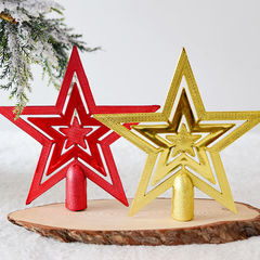 クリスマスツリーのトップ装飾赤い木の上星金色五芒星クリスマス装飾平板五星10cm 20cm