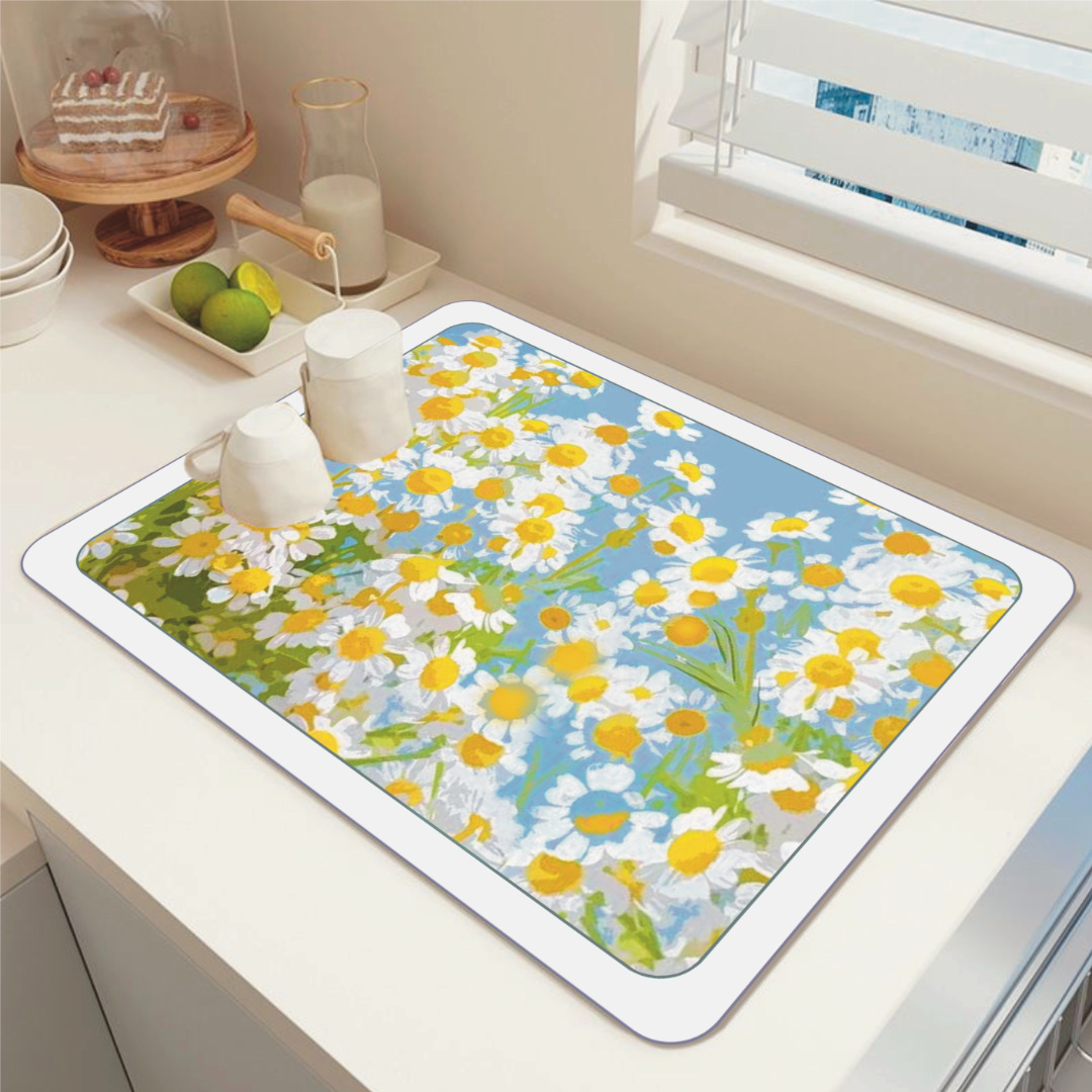 Chinese-style diatomaceous earth draining mat, soft diatomaceous earth table mat, desk absorbent mat, cup mat, bathroom sink anti-slip mat
