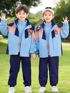 小学生校服冲锋衣秋冬套装儿童班服三件套运动服幼儿园园服春秋装