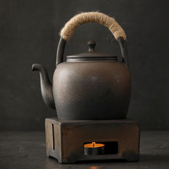 日式手工陶泥煮茶壺禪意碳爐蠟燭溫茶暖茶爐陶瓷功夫茶具小套裝