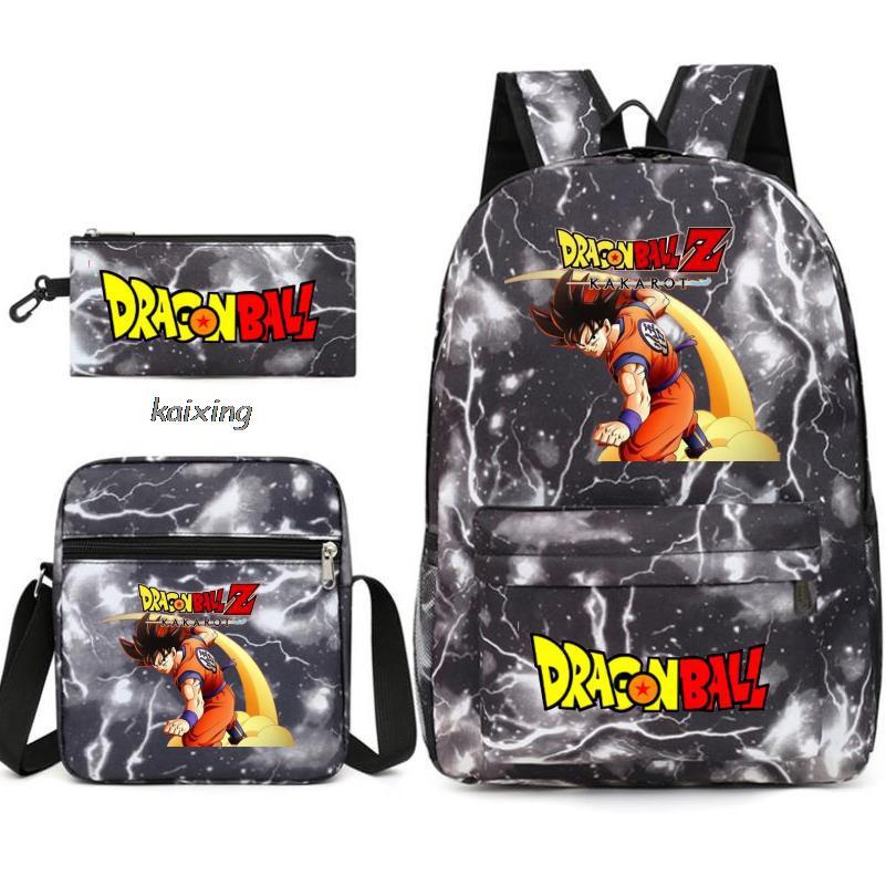 Juventud Dragon Ball mochila estudiante bolsa de hombro bolsa de viaje conjunto de 3 piezas