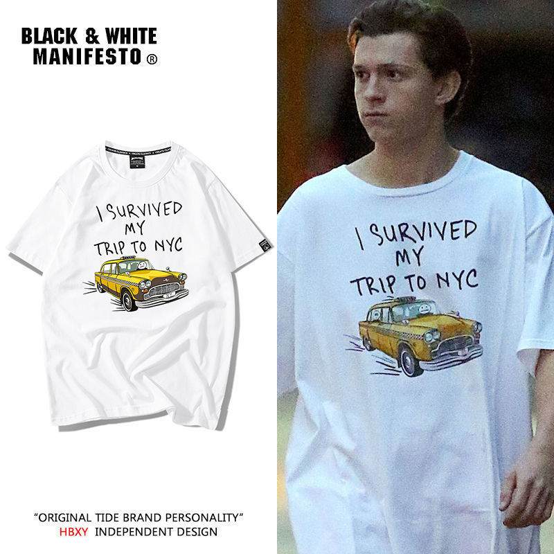 Spider-Man Hero Return Short-sleeved T-shirt Dutch Brother Peter Parker Same Style Loose Men's and Women's Summer Leisure Trend