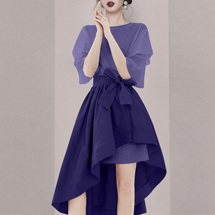 Single Set Goddess Style Asymmetrical High-Waisted Two-Piece Set 2025 Early Spring New Style Women's Fashionable Age-Reducing Slimming Look Suit