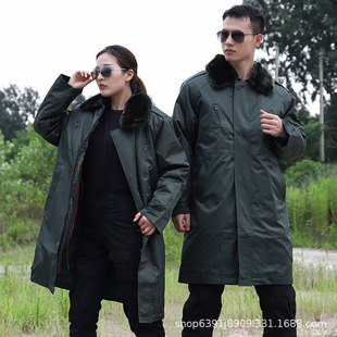 Military Cotton Coat Men's and Women's Winter Long Clothes Thickened Waterproof Long Double-Layer Security Cold Storage Cold Clothes Labor Protection Work Clothes