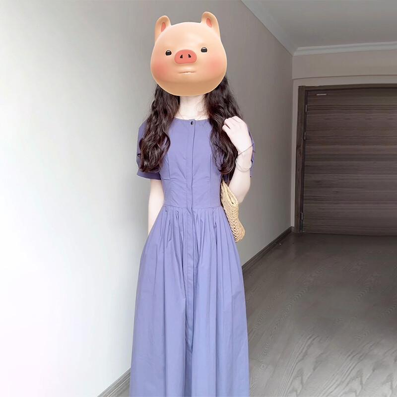2025小红书爆款紫色泡泡袖连衣裙子女夏季2025新款法式感气质绝美|undefined