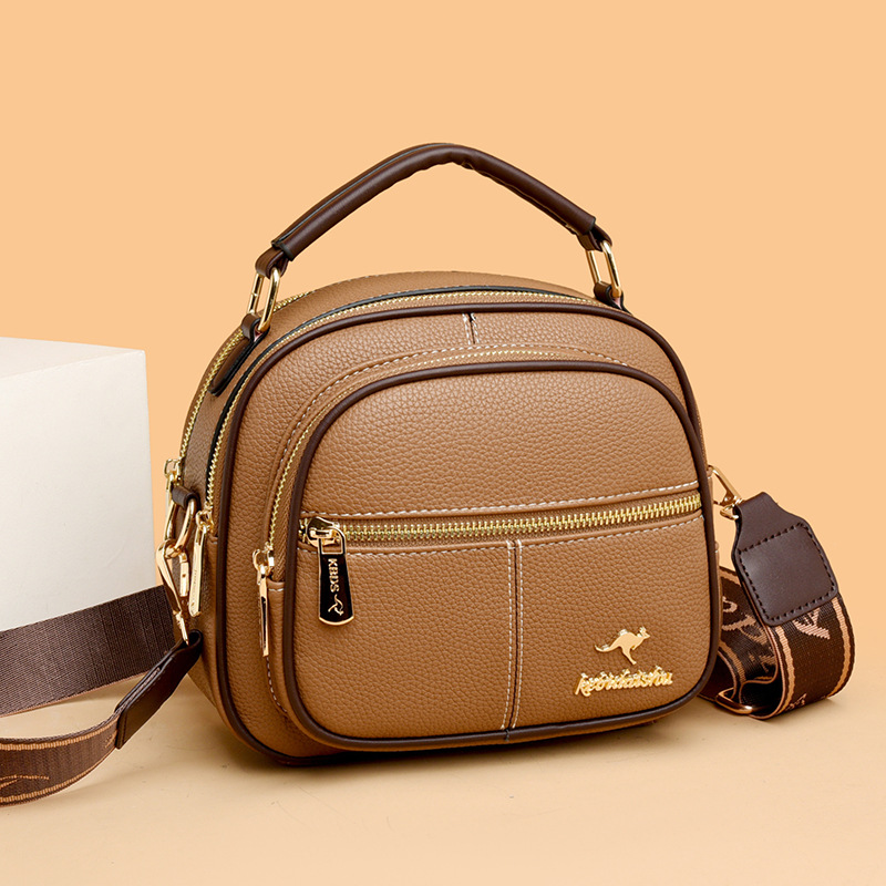 Nuevo de alta calidad de cuero suave de múltiples capas de gran capacidad bolso versátil Luz de lujo popular moda hombro bolsa de mensajero