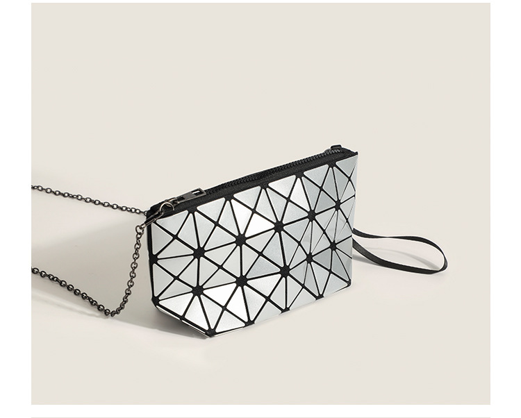 Nuova borsa da donna pieghevole a griglia diamantata con giunzioni geometriche in stile giapponese, tracolla singola, catena incrociata diagonale_voghion.com