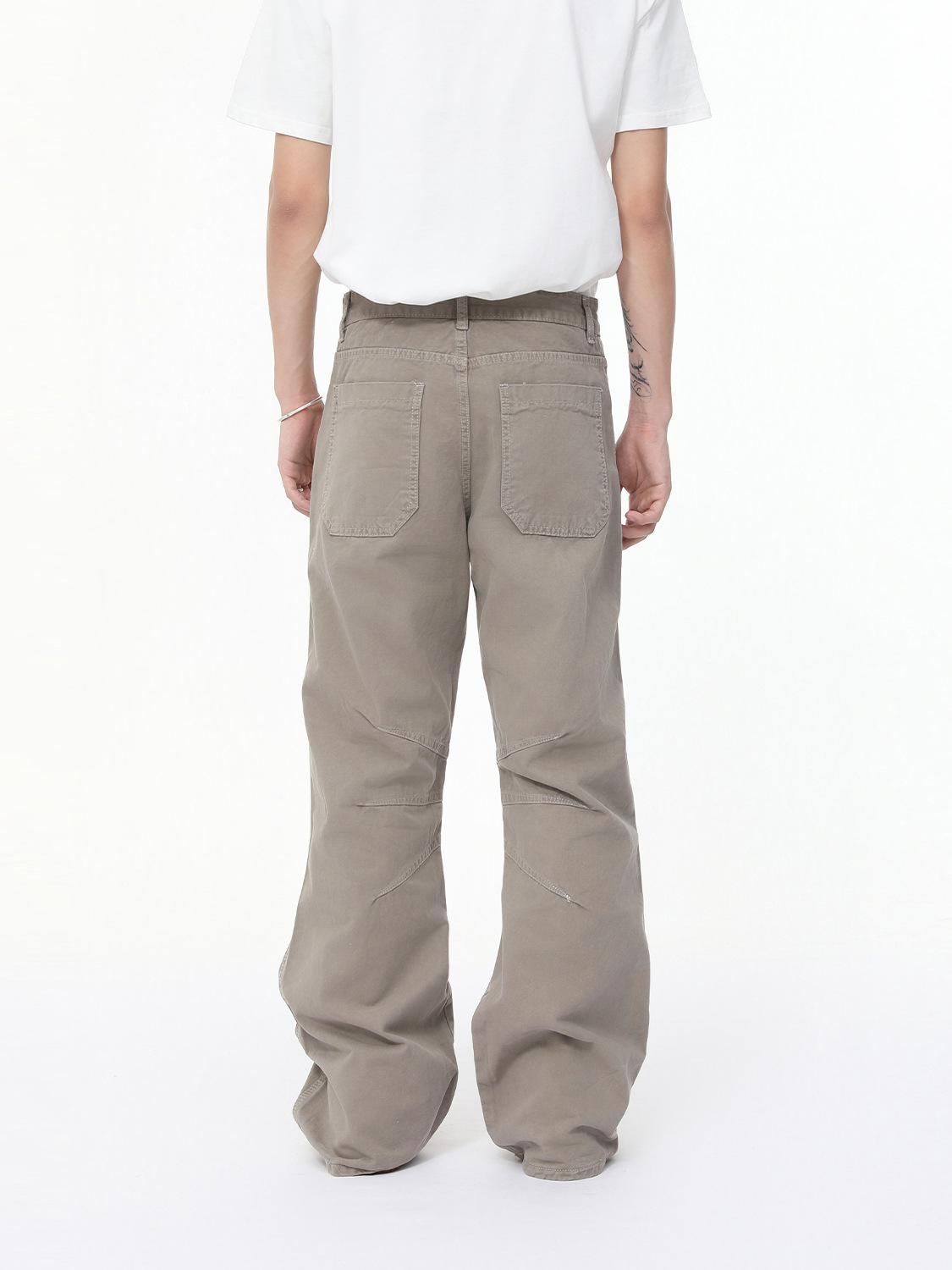 MTLCLOTHES Ropa de hombre | American vibe plisado costura personalidad moda drapeado recto trapeador jeans de moda