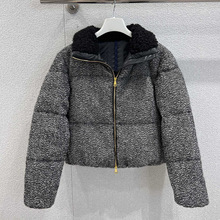 深圳南油高端女装MO家日常休闲厚实保暖短款立领毛呢羽绒服外套冬