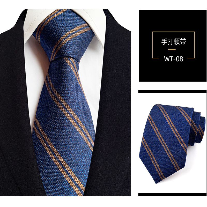 8cm mano corbata de poliéster de los hombres teñidos de hilo de rayas de desgaste formal profesional traje de negocios accesorios de fábrica en stock al por mayor