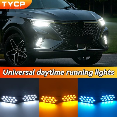 Suitable for universal car daytime running lights, starry sky style LED daytime running lights with flowing turn signals