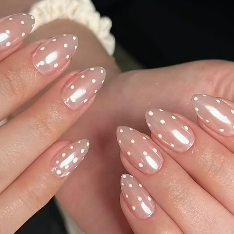 Cross-Border Best-Selling Nail Art Simple Autumn and Winter Polka Dot Almond-Shaped Wearable Nail Tips Wholesale Nailmy-1592 Cross-Border Best-Selling Nail Art Simple Autumn and Winter Polka Dot Almond-Shaped Wearable Nail Tips Wholesale Nailmy-1592