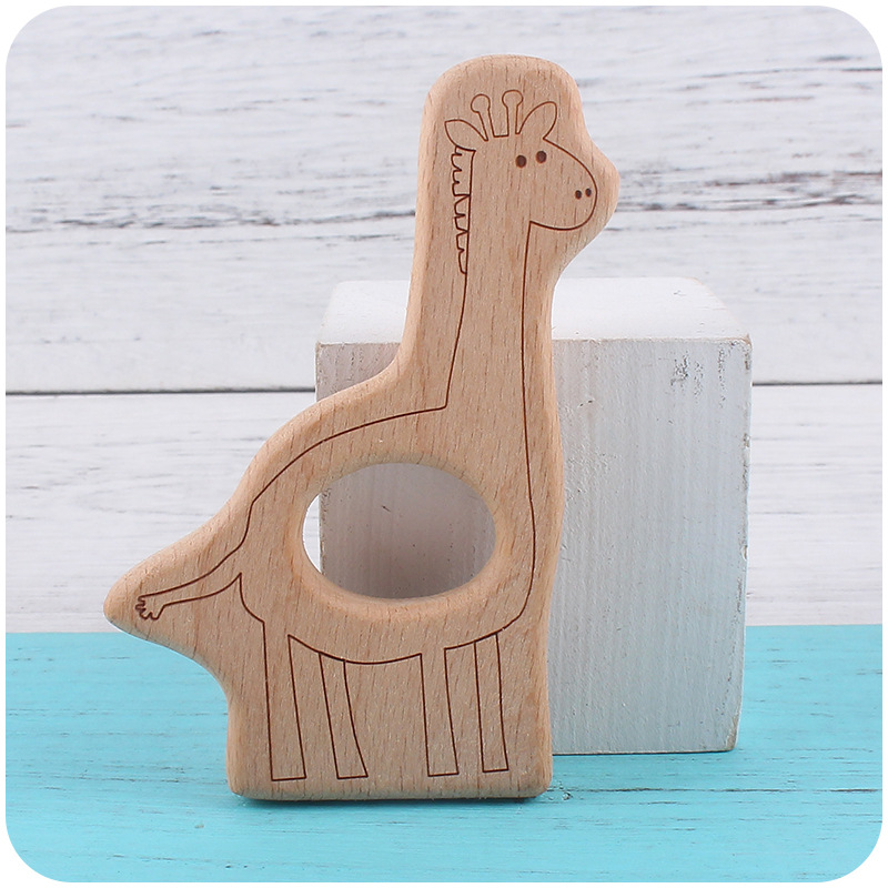 INS bebé haya juguete mordedor calmante bebé dibujos animados animal jirafa bicicleta hoja mordedor