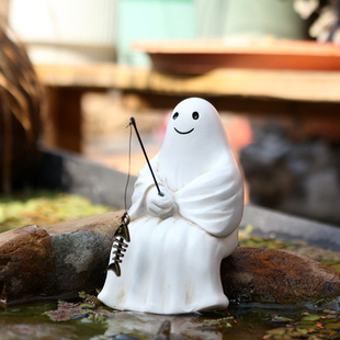 Cross-Border New Ghost Fishing Statue Ornaments Resin Outdoor Garden Pond Landscape Decoration Halloween Crafts