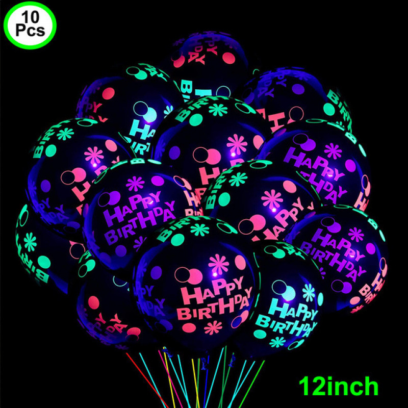 Feliz cumpleaños Neon Glow Balloons Glow in Blacklight Fluores