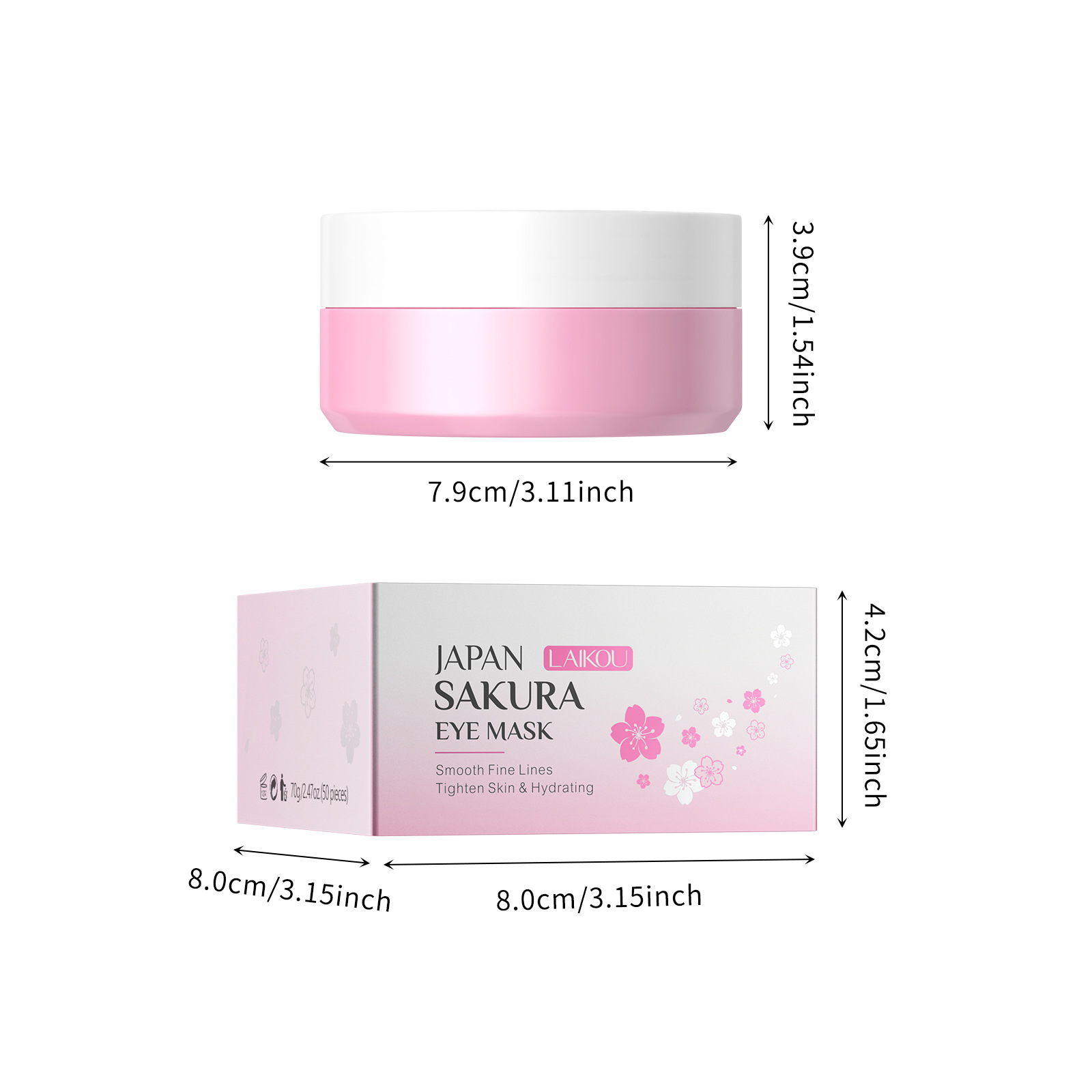 Cross-border LAIKOU Sakura Eye Mask 50 pieces - Wholesale of eye care products for moisturizing and hydrating around the eyes details Picture