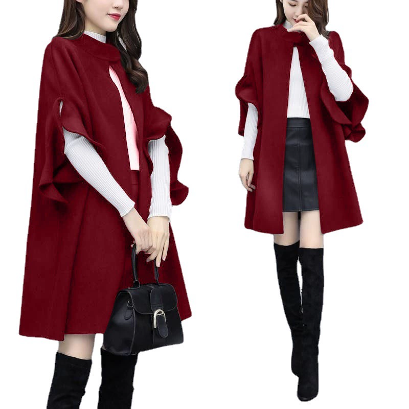 Demi-season woolen coat, red jacket, trench coat, 2022 collection, plus size, A-line