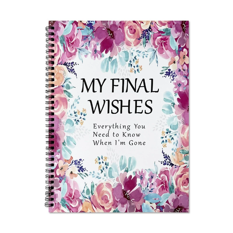 2025 горячий трансграничный продукт "Мои последние пожелания" фиолетовый цветок блокнот для планирования смерти спиральный блокнот прямая доставка от производителя