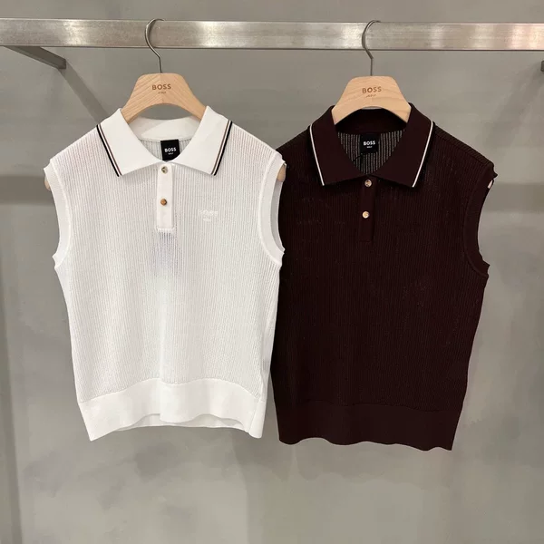 26 New Korean Style Golf Apparel for Women, Ice Silk Knit Sleeveless Polo Shirt, Breathable
