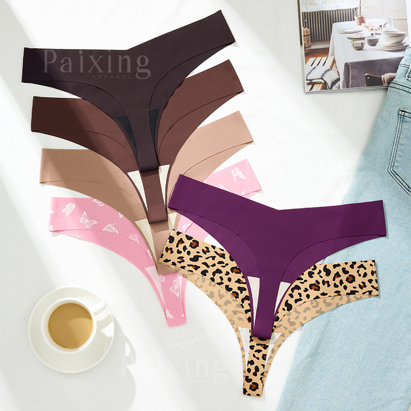 Personalized Printed Sexy T-Shaped Girl Underwear, Breathable Wave Bottom Seamless One-Piece Invisible Yoga Women's Thong