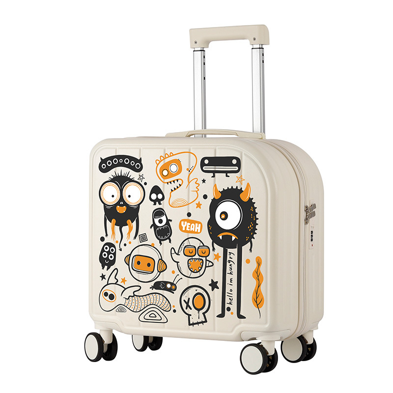 Patrón de logotipo personalizado para equipaje Estuche de embarque pequeño multifuncional de 18 pulgadas, maleta con ruedas, maleta de contraseña de regalo corporativo