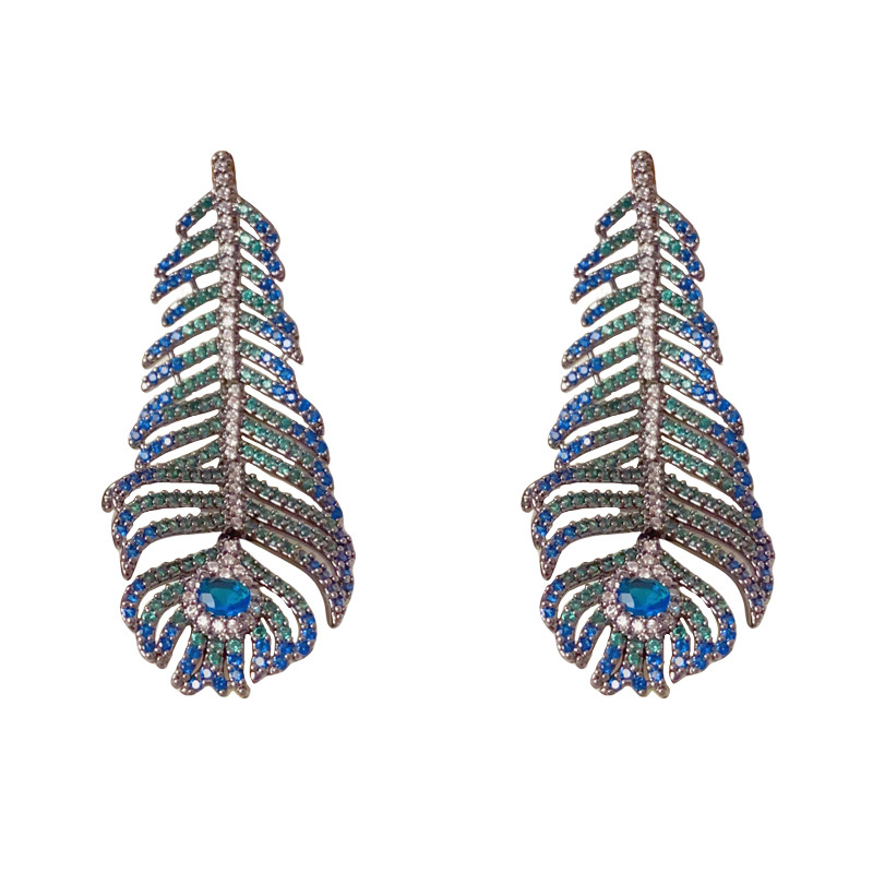 Peacock Feather Lips Earplants (enchapado en negro grueso)