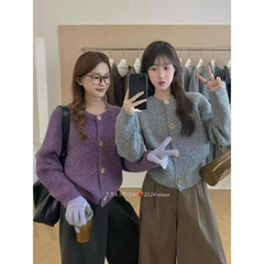 不退换Y鱼917慵懒风软糯宽松黄色针织开衫毛衣女