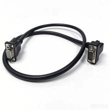 VGA90度线 VGA侧弯头线HDB15针线黑线蓝VGA显示器线投影仪视频线