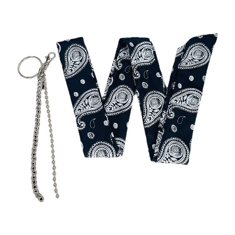 Trouser Chain and Scarf Accessory Set, Silver Pants Chain with Silk Bandana