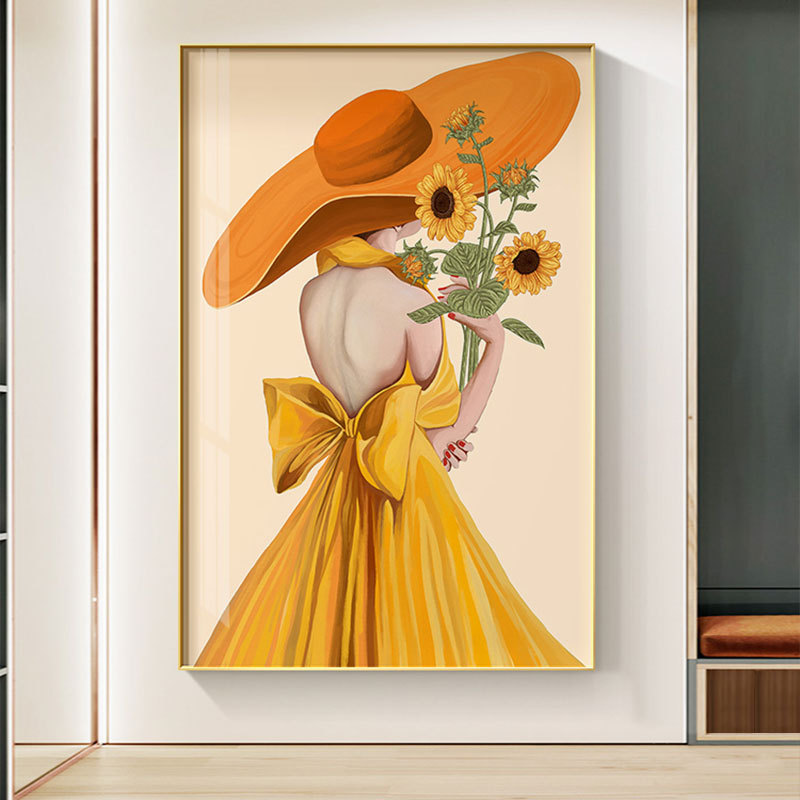 Modern Light Luxury Entrance Hall Living Room Decorative Painting Modern Simple Vertical Version Of The Atmosphere Floor Painting Corridor Aisle Hanging Painting