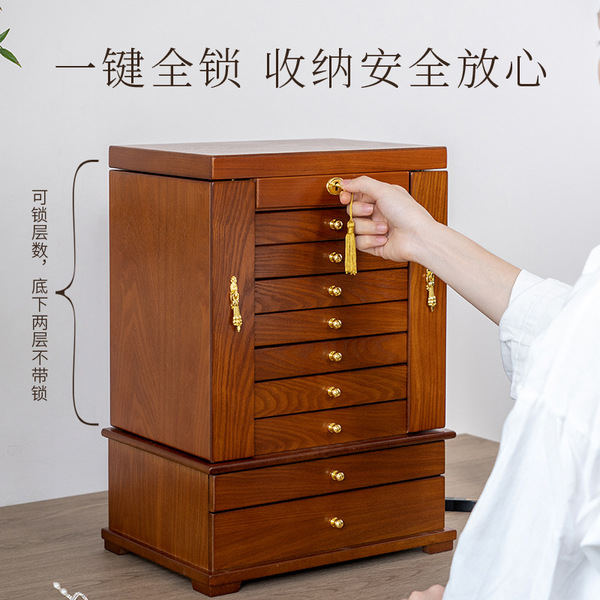 Capacious multilayer storage system from natural wood