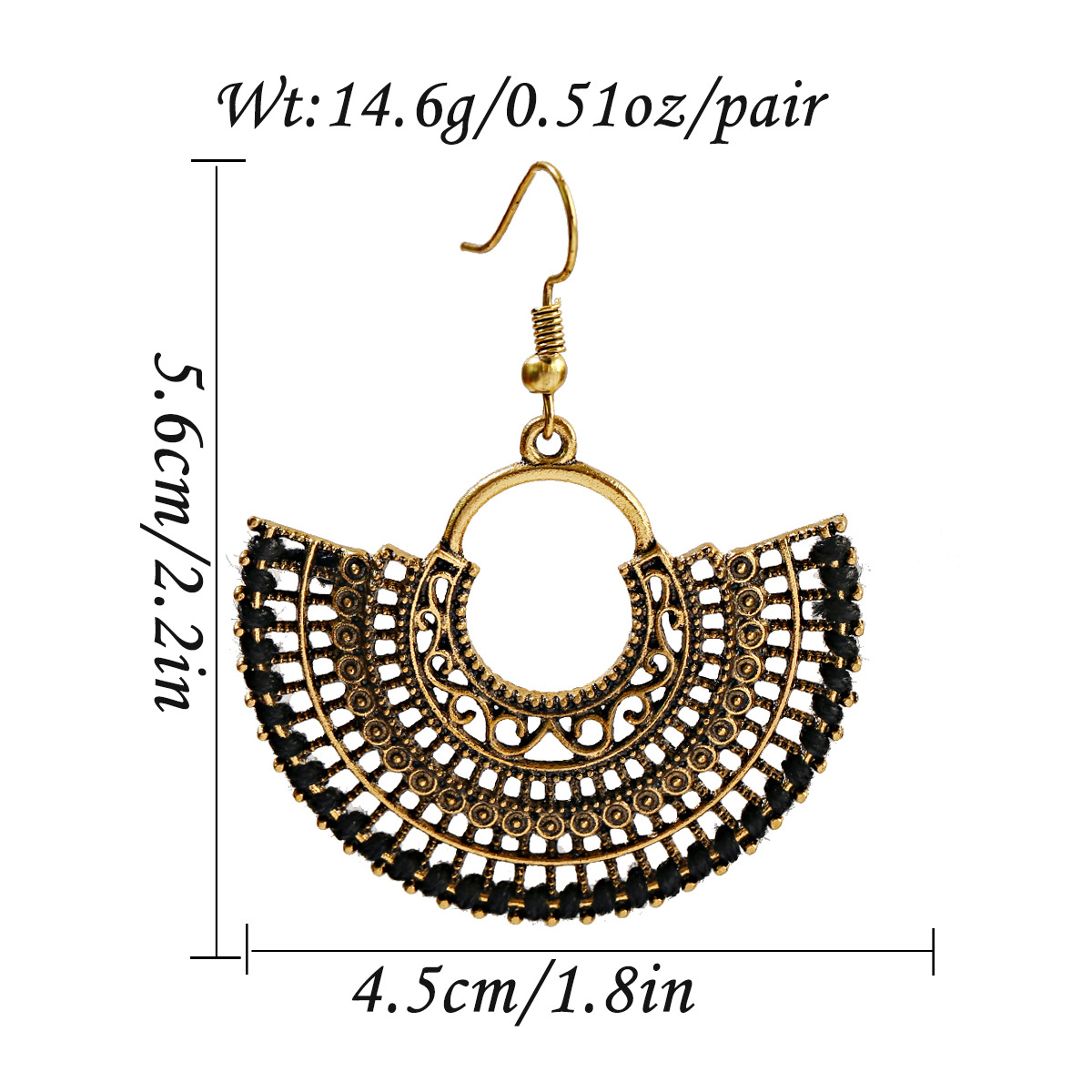 Daily Occasion 1 Pair Casual Retro Round Braid Hollow Out Alloy Drop Earrings