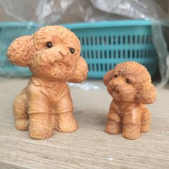 崖柏木雕刻萌寵小動物創意工藝品泰迪居家桌面小擺件掛件擺攤批發