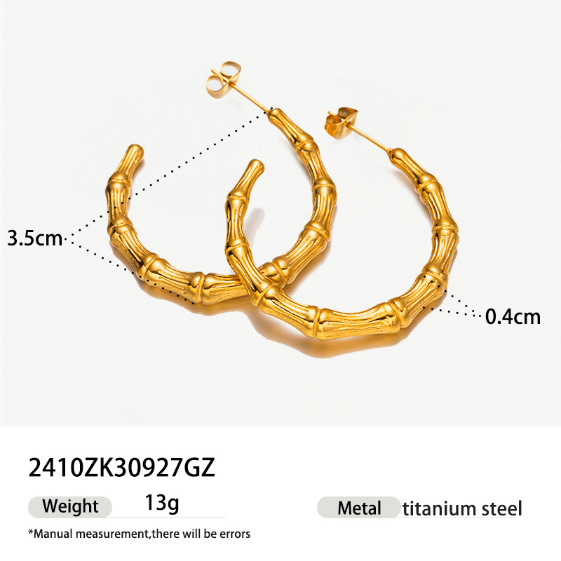 TENA Europa y los Estados Unidos de moda bambú aretes de acero inoxidable aretes clásicos en forma de C para mujeres aretes de alta sensación 2025 nuevo
