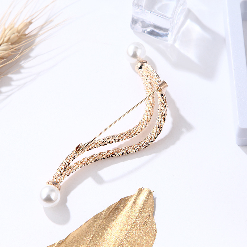 Retro antikk tau perle korsasje retro atmosfære enkel brosje matchende frakk klesnål_voghion.com