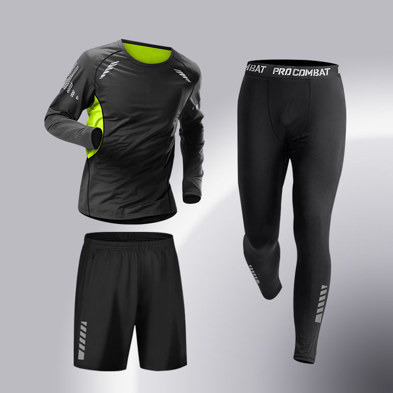 Ropa de fitness para hombres, traje de entrenamiento de baloncesto de alta elasticidad, traje deportivo de secado rápido, traje deportivo de corrida de la mañana, traje deportivo de bicicleta