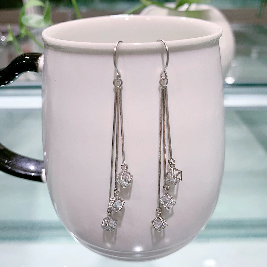 Серебряный браслет, модные серьги, корейский стиль