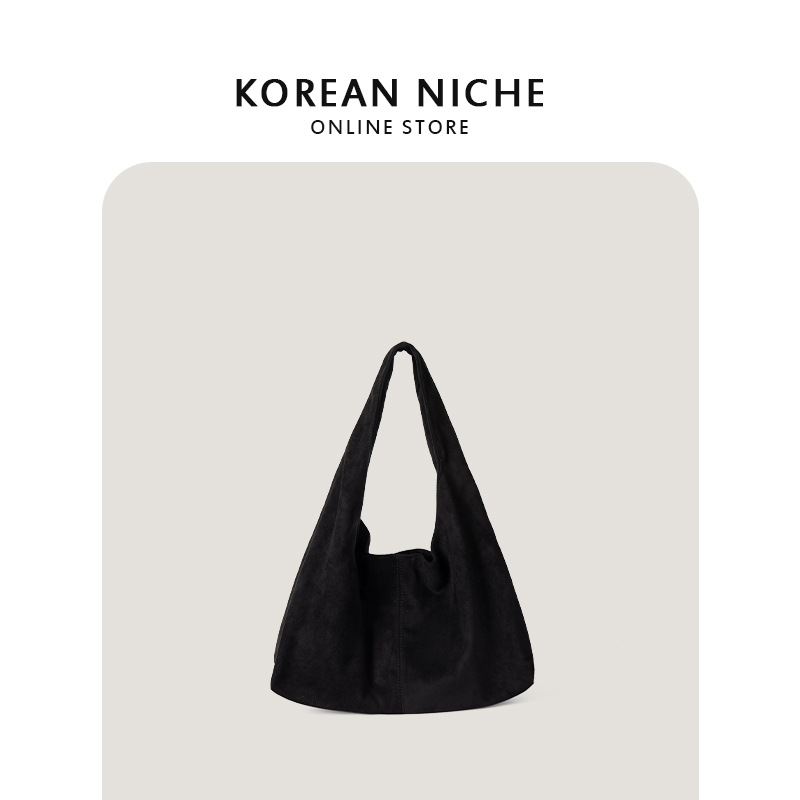 2024 New Autumn/Winter Large Capacity Retro Lazy Style Shoulder Bag For Women Korean Niche Suede Handheld Tote Bag - Thumbnail 2