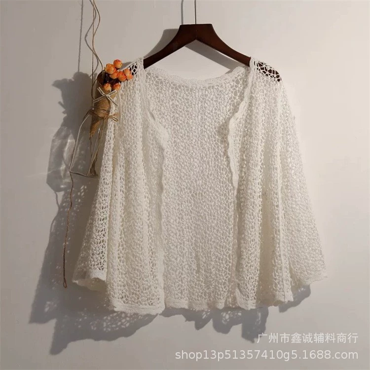 Женская пляжная накидка с длинным рукавом, one size (длина 65 см), защита от солнца, лёгкая