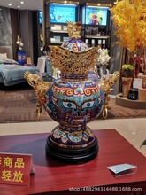 北京掐丝珐琅工艺礼品景泰蓝牛转乾坤家居饰品铜摆件花瓶真金鎏制