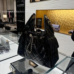 元工場皮小香風25c菱格レトロhoboシングル肩脇下包大容量バケツ引き縄チェーンバッグ
