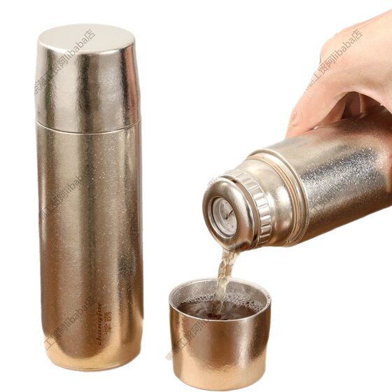Pure titanium thermos cup inside and outside all titanium mechanical sensible temperature inner lid temperature measurement tea cup tea separation new portable custom