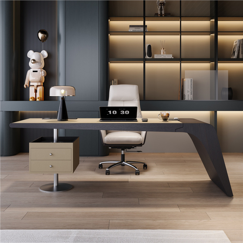 Desk Italian-Style Minimalist Office Desk Executive Desk Computer Desk Modern Light Luxury High-End Solid Wood Writing Desk Designer Desk Italian-Style Minimalist Office Desk Executive Desk Computer Desk Modern Light Luxury High-End Solid Wood Writing Desk Designer