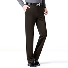 专柜高端针织弹力休闲裤男中年秋冬季高级感光面柔软厚款西裤长裤